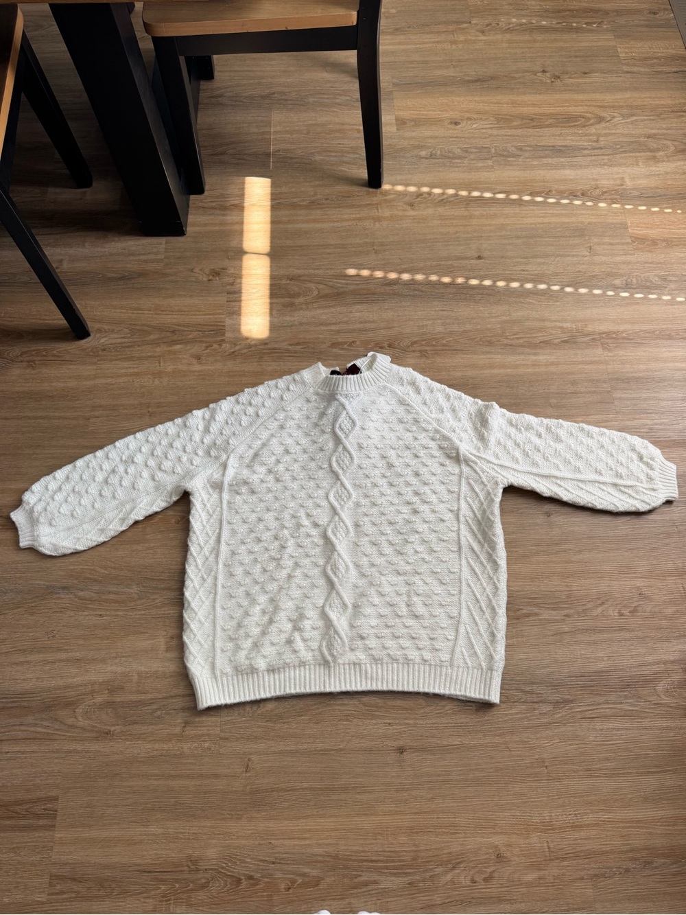 Altar'd State Cream Cable Knit Crewneck Sweater